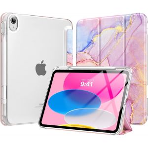 Coque pour iPad 11 Pouces (A16) 11e G&eacute;n&eacute;ration 2025, iPad 10e G&eacute;n 10,9"" 2022 avec Porte-Stylet, &Eacute;tui iPad 10e Gen Mince L&eacute;g&egrave;re &agrave; Trois Volets avec PC Arri&egrave;re Transparente Robuste, Marbre Rose - Neuf