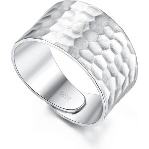 Asas-Bagues En Argent 990 Pour Femmes Hommes Bagues Large Et Réglables Fait À La Main Bague Dôme Faite À La Main Bague En Argent Pour Femmes Hommes,Réglables - Neuf