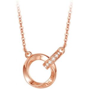 Kal-Strass Collier Femme, Eternity Infinity Mobius Pendentif Double Anneau Cha&icirc;ne Strass Brillant Necklace Cha&icirc;nes Longueur R&eacute;glable Bijoux Cadeaux Filles Argent/Or Rose - Neuf
