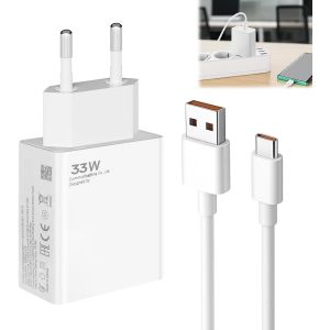 JGD-Chargeur 33W pour Xiaomi, Chargeur Charge Rapide pour Redmi avec C&acirc;ble USB C de 2M, Charge Rapide 33W Type C pour Xiaomi Redmi Mi 13 12 Pro 11 Redmi Note 12 12S 11 11Pro 10 Poco X4 - Neuf