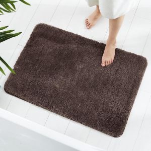 KAL-Tapis De Salle De Bain, 70 X 120Cm Moelleux Microfibre Absorbant Antidérapant Tapis De Bain, Tapis De Bain Lavable Pour Baignoire, Douche Et Salle De Bain (Marron Foncé) - Neuf
