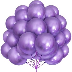 Kalanka-Ballons Violet, Paquet De 30 Ballons Violet Métalliques En Latex 12 Pouces 30,5 Cm Ballon Brillants Avec Ruban Pour Femmes Garçons Fête D'anniversaire De Filles Mariage Baptême Diplômes Décor - Neuf