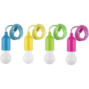Paquet De 4,Ampoule À Cordon De Traction Led,Guirlande Lumineuse Haning,Lampe De Camping Portable Suspendue À Piles - Neuf