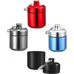 4 Pcs Pilulier Portable,Pilulier Voyage Mini Pilulier Métal Pilulier Etanche Pilulier Journalier Pour Vitamines,Suppléments,Médicaments,4 Couleurs - Neuf
