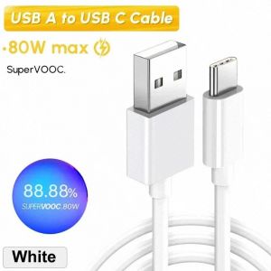 C&acirc;ble Usb C D'Origine Oppo Super Vooc 80W 65W Charge Rapide Oppo Trouver X5 X3 X2 X Pro Lite Neo N2 Flip Reno 10 8 6 5 A78 Cordon De Type C.80W A To C (White).0.5M - Neuf