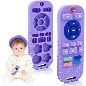 Anneau Dentition Bebe Silicone,Jouets De Dentition Pour Bebe 3 6 9 12 Mois Cadeau Naissance,T&eacute;l&eacute;commande Silicone Dentition Jouet B&eacute;b&eacute;,Jouets Pour B&eacute;b&eacute;s Autistes Gar&ccedil;on Fille,Pourpre - Neuf
