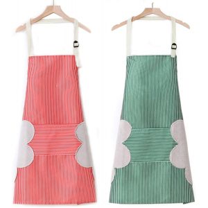 Tablier De Cuisine Femme Homme, 2 Pièces Avec Tour De Cou Réglable, Tablier De Cuisine Imperméable Papa, Tablier De Barbecue Pour Cuisine Familiale, Restaurant, Jardin (Rouge/Vert) - Neuf
