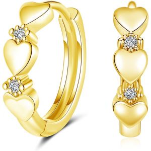Kal-Boucles D'oreilles Créoles En Argent 925 Pour Femme - En Argent Sterling 925 - Étoile - Rondes - Petites Créoles Avec Zircone Cubique - Hypoallergéniques - Pour Cartilage - Bijoux Pour La - Neuf
