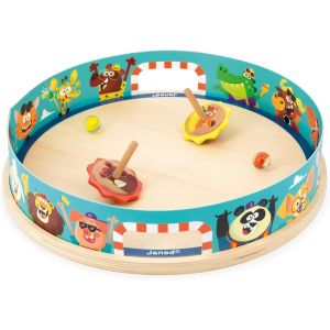 Mdy-- Toupies Arena Applepop - Jeu D'adresse Pour Enfants - 1 Arène + 2 Toupies Avec Lanceurs + 2 Billes En Verre - Développe La Dextérité - Jouet En Bois Fsc - Dès 4 Ans,J03355 - Neuf