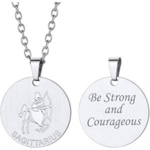 Kal-Collier Signe Astrologique Personnalisé Prénom & Photo, Pendentif Médaillon/Plaque Zodiaque Acier Inoxydable(Boîte Cadeau) - Neuf