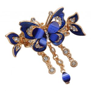 1/3 Pièces Pinces À Cheveux Papillon Strass Papillon Gland Pinces À Cheveux Vintage Boho Porte-Queue De Cheval Accessoires De Cheveux Pour Femmes Filles Fournitures De Coiffure-Bleu - Neuf