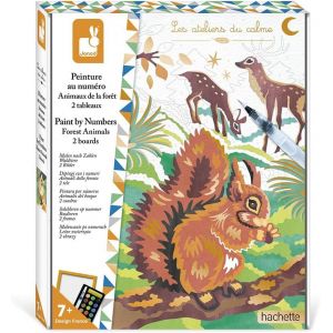 ERYI-- Coffret Peinture Par Numéro Animaux De La Forêt - 2 Tableaux À Réaliser - Les Ateliers Du Calme - Kit Loisir Créatif Enfant - Dès 7 Ans, J07983, Taille Unique - Neuf