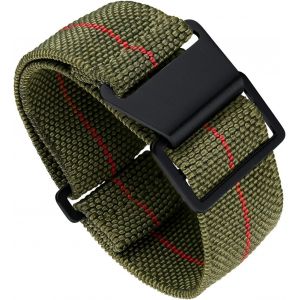 Bracelet De Montre Élastique Nylon Style Marine Nationale Parachute Bracelet Montre En Tissu Remplacement Avec Crochet Boucle Noir/Argenté Homme Femme 13 Couleurs,3 Tailles 18/20/22mm.[U1206] - Neuf