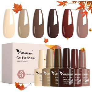 Kalanka-Venalisa Vernis ¿¿ Ongles Gel Semi Permanent 6 Couleur Lot De Vernis Gel Semi-Permanent Jaune Marron Rouge Naturel Gel Nail Polish Uv/Led - Neuf