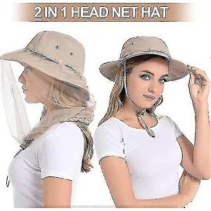 Moustiquaire Tête Chapeau - Bug Cap Upf 50+ Protection Solaire Avec Filet Caché Pour L'apiculture Randonnée Hommes Femmes Ta - Neuf