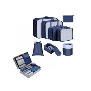 8 cubes de rangement pour le voyage - Organisateurs de bagages l&eacute;gers bleus - Neuf