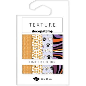 D&eacute;copatch TD873C Halloween Pochette 4 feuilles assorties de papier imprim&eacute; Effet Foil Dorure &agrave; Chaud Effet m&eacute;tallis&eacute; Customiser Moderniser DIY et Loisirs Cr&eacute;atifs 30x40 cm - Neuf
