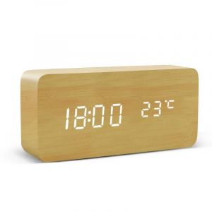 Réveil Numérique Led¿Horloge De Bureau En Bois À Commande Vocale,Alimentée Par Usb/Aaa¿Design De Table De Montre En Bois Élégant.Nz-Hunag. - Neuf