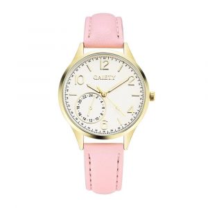 Gaiety Femmes &Eacute;l&eacute;gant Cadran Rond Motif Analogique Pu Strap Montre-Bracelet Montre &Agrave; Quartz (Rose) - Neuf