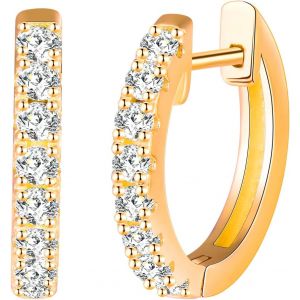 Kal-Boucles D'oreilles Cr&eacute;oles En Argent 925 Pour Femme - 14 Mm - Grandes Boucles D'oreilles En Zircone - Cadeau Pour Femme, Petite Amie, Femme, Adolescente, Anniversaire, F&ecirc;te Des M&egrave;res, Mariage, - Neuf