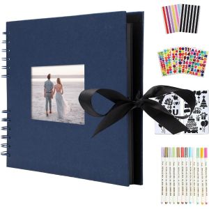 Album Photo Traditionnel Diy Scrapbook 40 Feuilles (80 Pages), Scrapbooking Album Mariage Livre D'or, Idee Cadeau Couple Femme Pour Valentin De No&euml;l Anniversaire (Noir) - Neuf