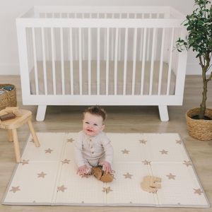 Tapis D'eveil De Jeu/De Sol Pour Enfant Bebe Xxl En Mousse Epais Pliable Reversible - Tapis D'&eacute;veil De Motricit&eacute; Favorisant Le D&eacute;veloppement Sensoriel Cadeau B&eacute;b&eacute; (120x90 Cm, Beige) - Neuf