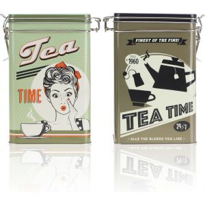 CMWS-&reg; 2x r&eacute;cipient de stockage en m&eacute;tal - bo&icirc;te &agrave; th&eacute; avec couvercle verrouillable - r&eacute;cipient en m&eacute;tal au design r&eacute;tro pour la nourriture [la s&eacute;lection varie] (02 pi&egrave;ces - th&eacute; color&eacute;) - Neuf