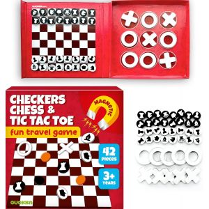 Jeux De Voyage Pour Enfants De 3 À 5 Ans - 3 En 1 Jeu Echecs Magnetique | Jeux De Dame | Jeu Du Morpion - Jeu De Societe Enfant Activités Voyage - Jeux Pour Voyage En Avion Enfant De 4 À 6 A.[E1275] - Neuf