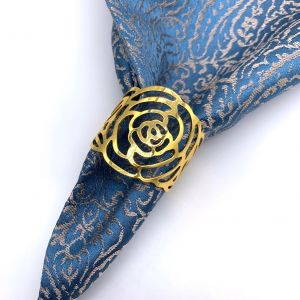 Lot De 12 Ronds De Serviette Dorés Pour Noël - Neuf