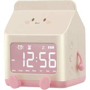 Réveil enfant, réveil numérique LED, 3 alarmes, fonction snooze, 5 sons, affichage de l'heure et de la semaine, écran LED, cadeau idéal pour filles et garçons - Neuf