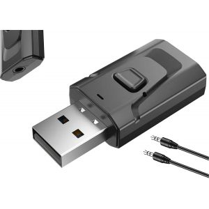 USB Bluetooth 5.0 Adaptateur 4 en 1 émetteur Audio stéréo sans Fil Adaptateur récepteur avec 3,5 mm Aux à Bord Ordinateur AUX Télévision Haut-Parleur Système Audio à Domicile - Neuf