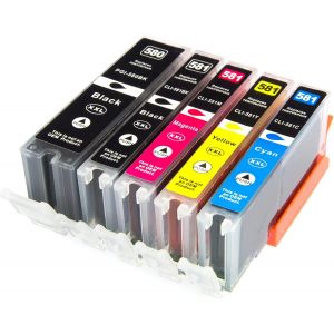 Lot De 5 Cartouches D'Encre Xxl (5 Couleurs) De Rechange Pour Canon Pgi-580/Cli-581 - Neuf