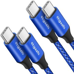 Eryi-Câble Usb C Vers Usb C [1m Lot De 2], Câble C Vers C 60w Charge Rapide Nylon Cordon En Nylon Tressé Pour Samsung Galaxy S24 S23 S21 S20 S10 Note 20 A15 A54 A34 & Iphone 15 Pro Max Etc-Bleu - Neuf