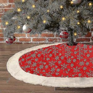 Jupe De Sapin Festive Avec Motif Tricot&eacute; Et Forme Circulaire Pour No&euml;l - Neuf