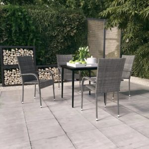 Prolenta Premium - Ensemble &Agrave; Manger De Jardin 5 Pcs Gris Et Noir - Neuf