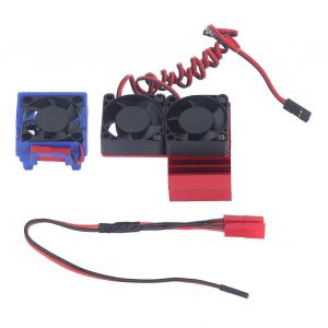 DC 5V RC dissipateur thermique ventilateur haute vitesse moteur radiateur ensemble pour Traxxas Slash 44 VXL 1/10 RC voiture rouge - Neuf