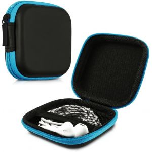 KALANKA-Housse Compatible avec Casque Audio - Sacoche de Protection Rigide avec Fermeture &Eacute;clair pour &Eacute;couteurs Bleu - Neuf