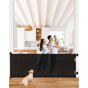 Yemaesre-0 À 300cm Barriere De Securite Retractable, Barriere De Securite Enfant, Bébés,Chiens Et Chats, Opération À Une Main, Gain De Place, Barrière Extensible Pour Escalier/Portes/Extérieur, Noir - Neuf