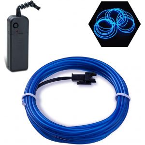 Flexible El Fil Tube Néon Light Avec Contrôleur 3 Modes Led Lumière De Voiture Dance Partie De Mariage Bar Intérieur Et Extérieur Décor (Bleu, 16,5 Pi) - Neuf