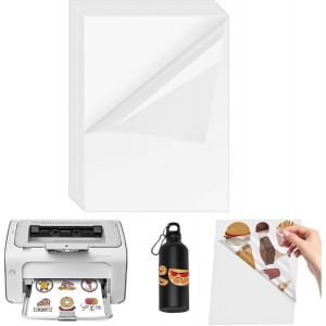 JEXNOVASHOP-Lot de 30 feuilles d'&eacute;tiquettes autocollantes en vinyle transparent pour imprimante jet d'encre et laser, 297 x 210 mm - Neuf