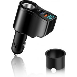 JGD-Chargeur Allume-Cigare USB-C 106W 4-en-1, Prise 12V/24V 30W PD&QC3.0, Charge Ultra-Rapide, Mini Adaptateur, Compatible avec Samsung Galaxy iPhone 16/15/14 Pro Max - Neuf