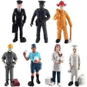 SANSH-7 pièces Personnes Figurines modèles Playset Personnes Figurine vétérinaire Pilote Facteur Boulanger Personnes humaines Figurine modèle - Neuf