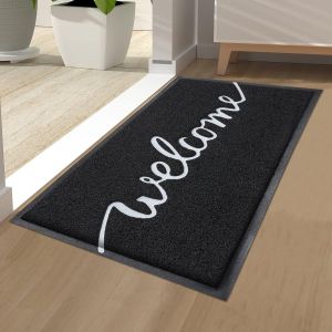 Kalanka-Welcome Paillasson Pour L'extérieur Et L'intérieur - Antidérapant - Lavable - Pour Porte D'entrée, Jardin (40 X 60 Cm, Noir) - Neuf