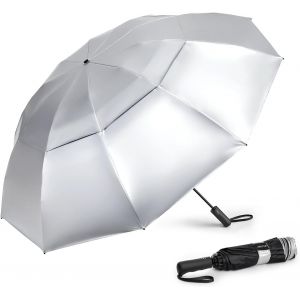 Grand parapluie de golf compact coupe-vent 106/117/157,2 cm, 10 baleines, parapluie de voyage invers&eacute; pour pluie, double auvent ventil&eacute;, ouverture automatique - Neuf