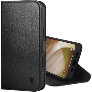 Kalanka-Coque Compatible Avec Iphone 17 6.3" 2025 - ¿¿Tui Portefeuille En Cuir V¿¿Ritable Avec B¿¿Quille Et Porte-Cartes (Compatible Avec Les Chargeurs Officiels Magsafe) - Noir - Neuf