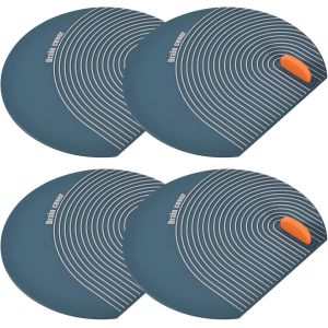 SJZG-Couvercle De Drain De Sol En Silicone Pour Bouchon De Baignoire 6,1 X 5,51 Pouce Anti-Odeur Bouchons De Tapis De Vidange De Baignoire, Forme D'Éventail Bleu Foncé 4 Pièces - Neuf