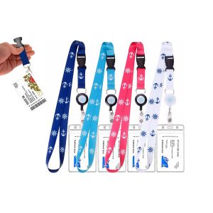 Ensemble De 4 Cordons De Croisi&egrave;re Avec Porte-Badge R&eacute;tractable Et Porte-Carte D'identit&eacute; &Eacute;tanche - Neuf