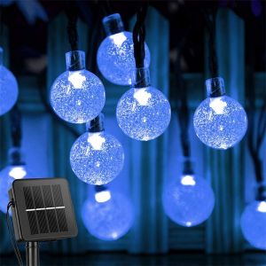 Guirxiété Solaire Étanche Pour Jardin,60 Led,Globe En Cristal,8 Modes D'éclairage,1 Pc,2 Pc,4pc- Blue Light-11m60leds 4pc - Neuf
