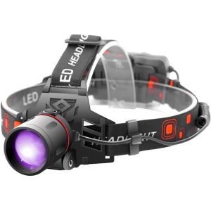 Lampe Frontale Uv, Lampe Frontale Uv Rechargeable Avec 395nm Lumière Ultraviolette Blacklight Phare Zoom Lampe Frontale Noire Pour La Pêche, Scorpions, Taches D'urine Pour Animaux De Compagnie - Neuf