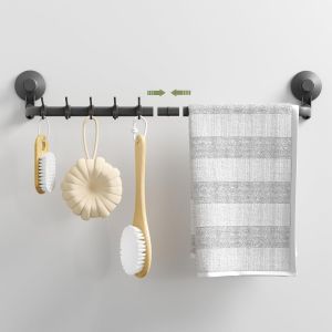 Porte Serviette Ventouse Forte Salle De Bain,Barre Porte Serviette Murale 60cm/ 30cm 10 Kg Sans Perçage Puissant,Accroche Serviette Cintre Adhesif Avec Crochet Pour Salle De Bain Cuisine - Neuf